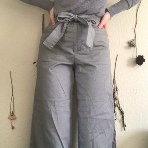 Army Green Culotte with Belt Wide Leg Chino Pants